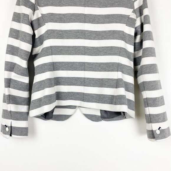 GAP Striped Ponte Academy Blazer Gray White Preppy Notched Lapel Womens Size 6 - Picture 10 of 11